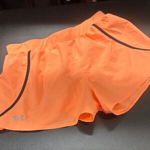 Under Armour Women’s Orange with black piping Athletic Running Shorts size m